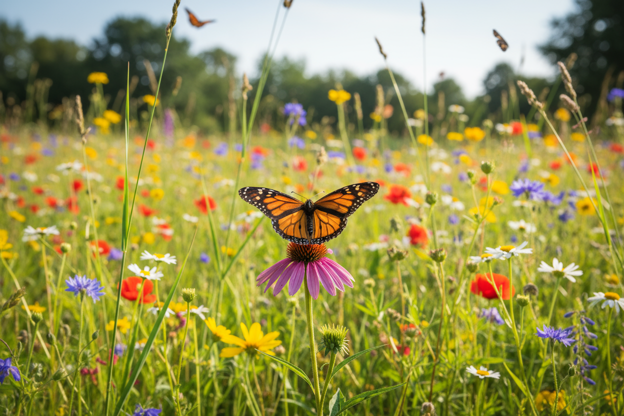 papillon dans un champ
